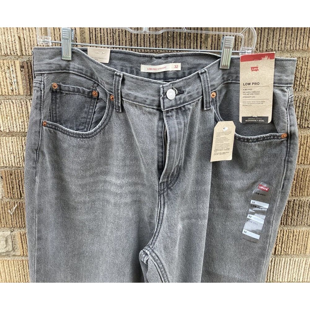 NEW Women's Levi's 32 Gray Denim PAINT SPLATTER Mid Rise‎ Low Pro Straight Jean